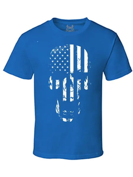 Gs-eagle Men's Printed Skull American Flag Graphic T-Shirt
