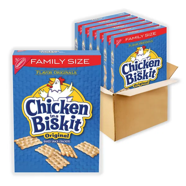 Chicken in a Biskit Original Baked Snack Crackers, Family Size, 6 - 12 Ounce Boxes (Pack of 6) - 