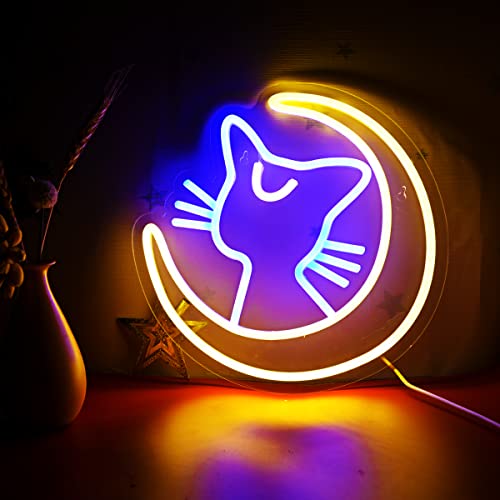Anime Sailor Moon Cat Luna Neon Signs Wall Decor Led Signs 13x 12 Inches,Birthday Gifts,Dimmable Cat Led Signs For Girl's Room Wall Decor, Bedroom Decor, Party Decor (Luna Signs) - Luna