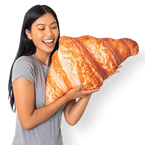 Much Comfort 23" 3D Flaky Croissant Throw Pillow - Made with Super Soft & Ultra Premium Fabric - Cute, Comfortable, Plush, Stuffed French Loaf Bread Toast Cushion for Home Decor - Funny Gift - Medium - Flaky Croissant Pillow - Medium