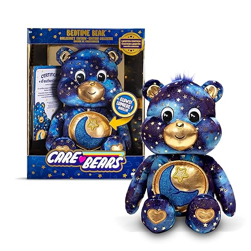 Basic Fun Care Bears Bedtime Bear Collectors Edition 35cm Medium Plush | Collectible Cute Plush Toy with Light-Up Belly, Cuddly Toys for Children, Cute Teddies Suitable for Girls and Boys Ages 4+