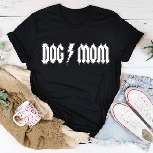 Dog Mom Rocker Tee - Black Heather / L