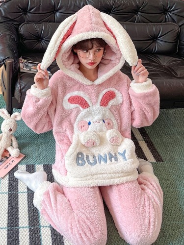 Plush Bunny Winter Pajama Set - XL