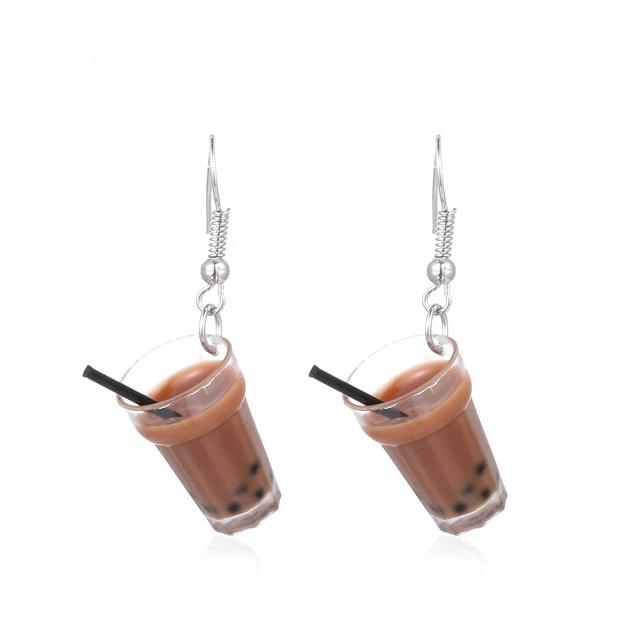 Glass of Milk Tea Earrings - Dark Milk Tea