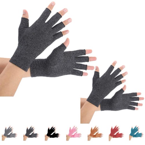 2 Pairs Arthritis Gloves, Compression Gloves Support and Warmth for Hands, Finger Joint, Relieve Pain from Rheumatoid, Osteoarthritis, RSI, Carpal Tunnel, Tendonitis (Medium (2 Pair), Pink) - Small (2 Pair) Black