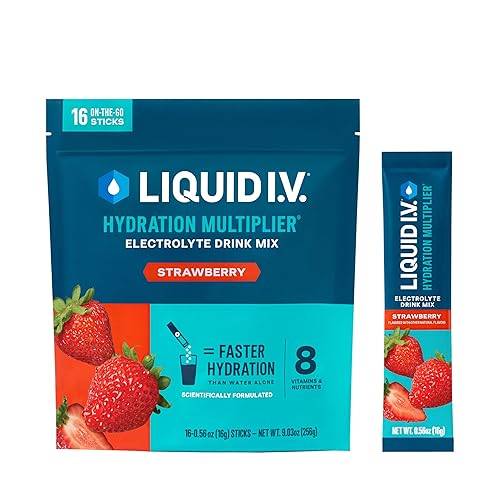 Liquid I.V.® Hydration Multiplier - Strawberry | Electrolyte Powder Drink Mix | 1 Pack (16 Servings) - Strawberry