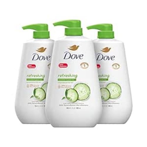Dove Body Wash with Pump Refreshing Cucumber and Green Tea 3 Count Refreshes Skin Cleanser That Effectively Washes Away Bacteria While Nourishing Your Skin 30.6 oz - 3/30.6 Ounce