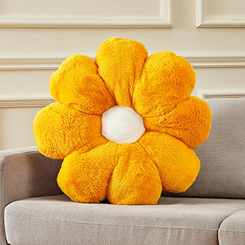 Ailive 21.6In Burnt Yellow Flower Throw Pillow Floor Pillow Cushion Preppy Funky Desk Cute Plush Room Décor Home Decorative Throw Pillows for Girls Adults - 21.65 - Straw Yellow