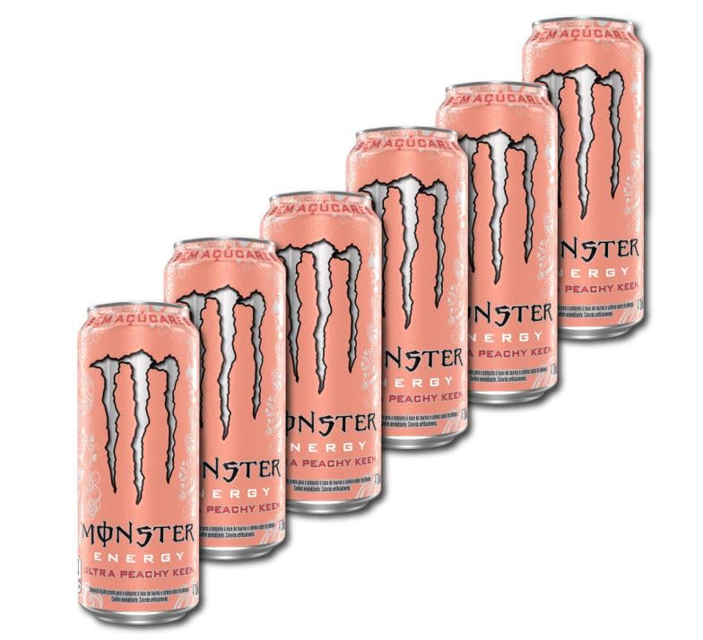 Pack de Monster Ultra Peachy Keen Zero Açúcar - 6 unidades de 473ml