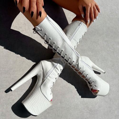 Ghosted- Knee Boot Open Toe - 8INCH | UK6 / EU39 / US8 / AU8