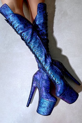 Hella Heels Mermaid Over The Knee 8inch Boots - Midnight | Iridescent / UK6 / EU39 / US8