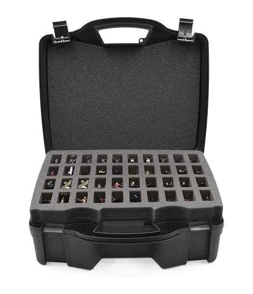 CASEMATIX Miniature Storage Hard Shell Figure Case - 80 Slot Figurine Minature Carrying Case with Customizable Foam Layer for Large Miniatures Compatible with Warhammer 40k, DND & More! - 