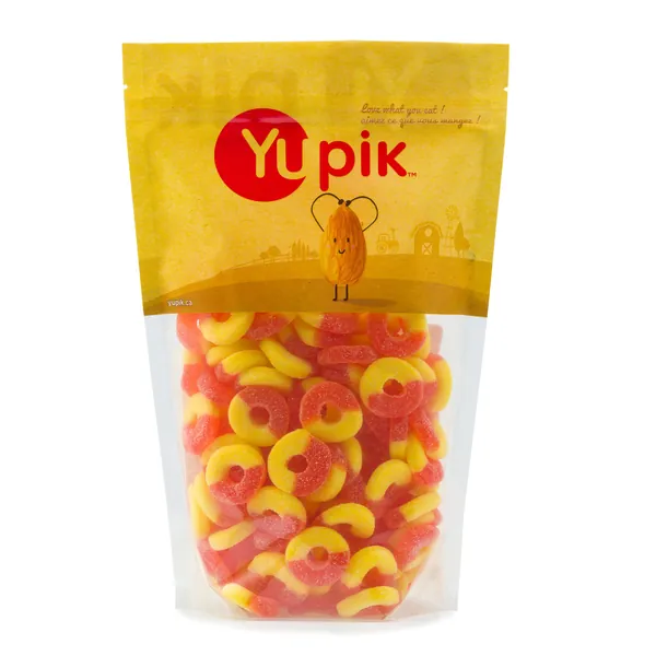 Yupik Candy Gummy Sour Peach Ring Os, 1Kg - Sour Peach 1 kg (Pack of 1)
