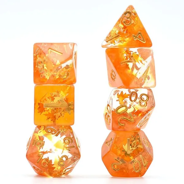 Fall Leaves Polyhedral Dice Set for Dungeons & Dragons DND
