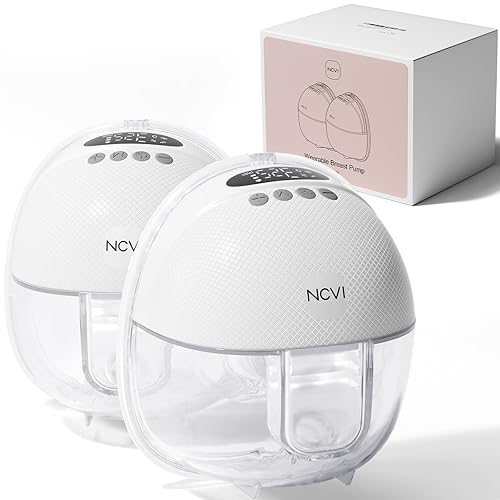 NCVI Hands-Free Breast Pump 8131, Wearable Portable Breastfeeding Pump with Smart LED Display, 4 Pumping Modes & 9 Levels, Wireless Rechargeable Electric Milk Pump, 19/21/24 mm, 2-Pack (White) - 2 Pack