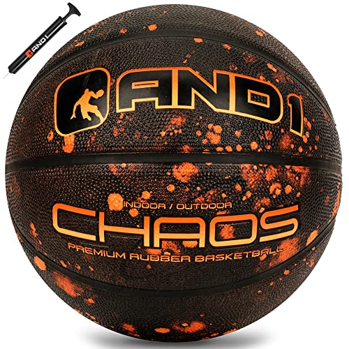 AND1 Chaos Basketball: Official Regulation Size 7 (29.5 inches) Rubber - Deep Channel Construction Streetball, Made for Indoor Outdoor Basketball Games - Meteorite Space - Size 7