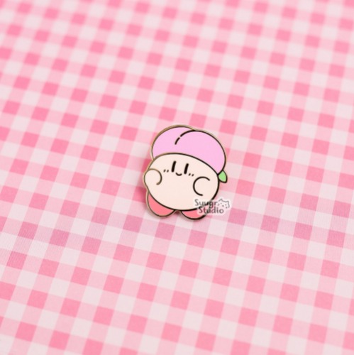Fruit Hat Poyo Collection Hard Enamel Pin - Peach / [A Grade] / Simple Rubber Back
