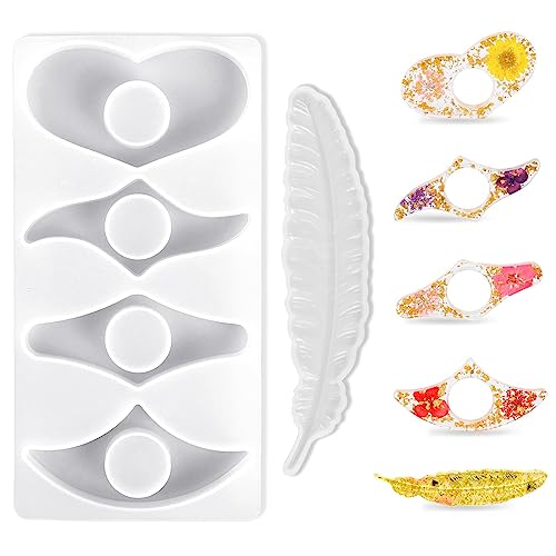 Resin Bookmark Making Molds,Bookpage Holder Resin Molds Set DIY Craft Mould for Epoxy Resin Casting Handmade Crafts Tool Feather Dried Flower Bookmark Molds Gifts for Teachers Women Readers Book Lover