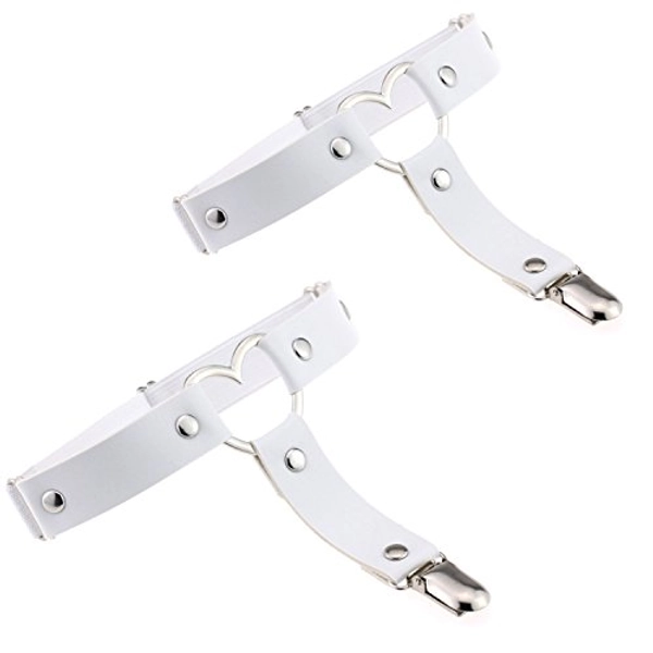 Adjustable Sexy Elasticity Leg Harness Garter Belts Punk Gothic Thigh Ring Garter with Metal Clip - White