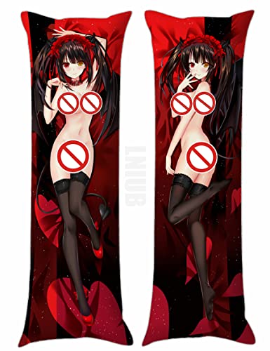Anime Date a Live Tokisaki Kurumi Red Pillow Case Nightmare Double Side Printed Uncensored Dakimakura Hugging Body Pillow Cover (Uncensored,24x70 in / 60x180 cm) - Uncensored - 24x70 in / 60x180 cm