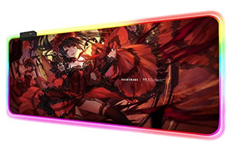 Mouse Pads Tokisaki Kurumi Anime Date A Live RGB Gaming Mouse Pad with 14 Light Modes LED Glowing Extended XXL Mouse Mat 31.5x15.7 inch - 31.5x15.7 inch
