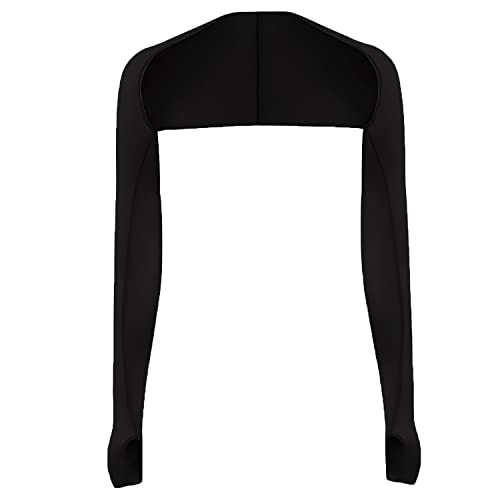 Women's Cool Shawl Arm Sleeves with Finger Holes Premium Sun Protection Arm Sleeves for Golf Fishing Running Outdoor Sport - One Size - Black
