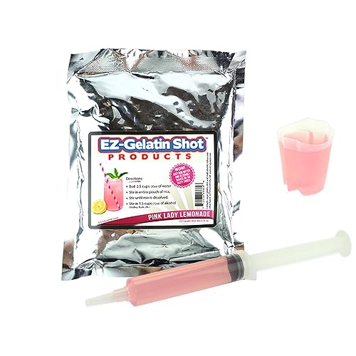 Pink Lady Lemonadeade Jello Shot Mix 6.78 oz - Premium Gluten-Free Jello Mix for Tasty Jello Shots - Easy to Make EZ Gelatin Powder Mix for Jello Shots - Adult New Year and Holiday Party Supplies - Pink Lady Lemonade