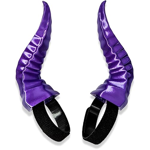 BeamTeam3D Spiky Devil Horns for Headphones - Demon Headphone Attachment in Various Colors with Self Fastener - Cosplay Devil Ears for Gamers and Streamers (Set of 2) (Silk Dark Purple) - Silk Dark Purple