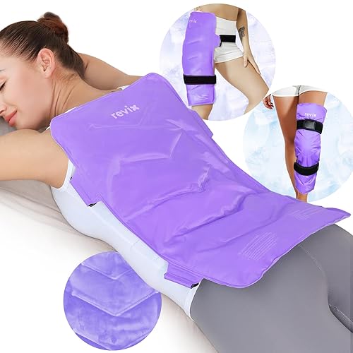 REVIX Ice Pack for Back Injuries Reusable Extra Large Gel Cold Pack for Full Back Pain Relief, Cold Compress Wrap for Swelling, Bruises and Post Surgery, Purple - Purple - 2X-Large