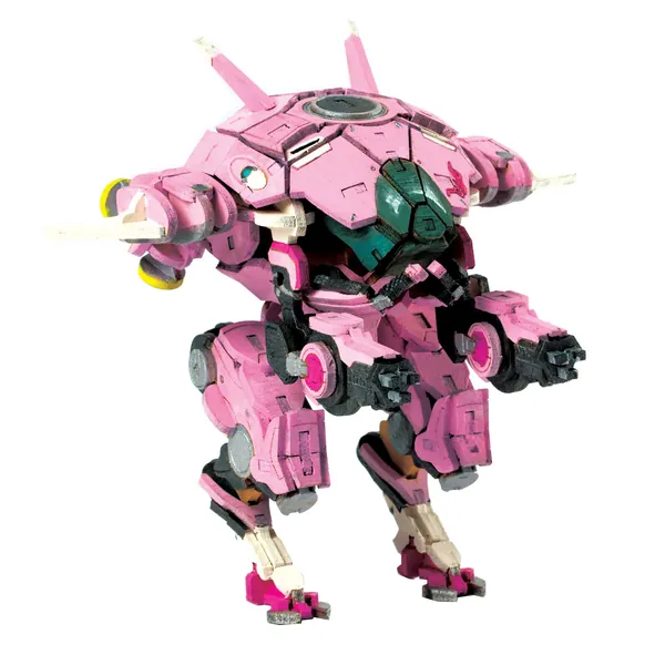Overwatch D.Va MEKA 3D Wood Puzzle & Model Figure Kit (149 Pcs) with Exclusive Poster - Build & Paint Your Own 3-D Video Game Toy - Holiday Educational Gift for Kids & Adults, No Glue Required, 12+ - 