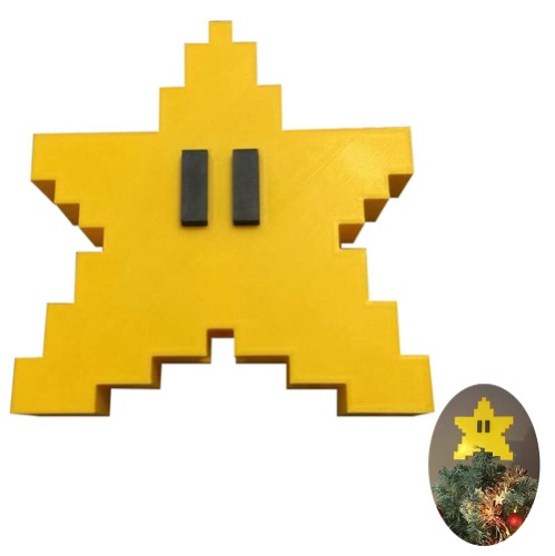 YNC Star Tree Topper for Christmas,Retro Super Mario Star Unique Design 3D Pixel Style ,Rustic high-end Outdoor Decoration,Funny Christmas Tree Toppers-Yellow - Yellow