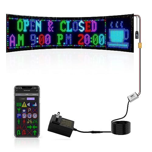 HOIOS LED Signs Digital Scrolling LED Sign High Bright Programmable LED Sign For Store Window Advertising Flexible LED Matrix Panel Bluetooth APP DIY Text Animation Graffiti(31x8")