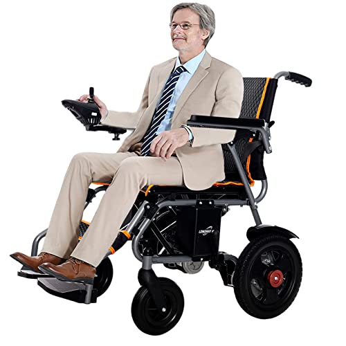 Nixlift Foldable Motorized Wheelchair for Adults - Anti-Tipper, 360° Joystick, All-Terrain Lightweight Design, Up to 9 Mile Range, Portable Folding Carry Wheelchair for Seniors