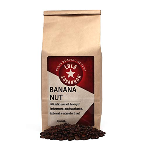 Lola Savannah Banana Nut Whole Bean Coffee - Arabica Beans Blended with Sweet Warm Notes of a Ripe Bananas and a Dash of Hazelnut Flavor, Caffeinated, 2lb Bag - Banana Nut - Whole Bean (2 Pounds)