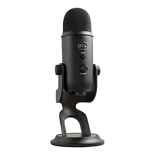 Logitech Blue Yeti USB Microphone for PC, Mac, Gaming, Recording, Streaming, Podcasting, Studio and Computer Condenser Mic with Blue VO!CE effects, 4 Pickup Patterns, Plug and Play – Black - Black - Microphone