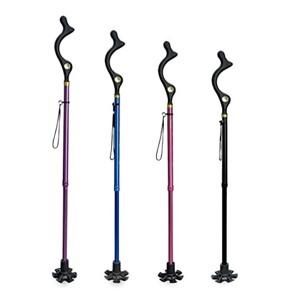 Honmido Walking Cane Foldable for Men & Women Seniors for Balance,Self Standing Folding Cane,Height Adjustable Anti-Slip Lightweight Alloy Walking Stick Collapsable for Travel Mobility Aid