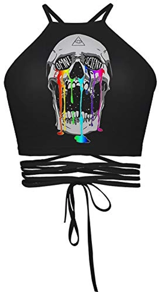 Sister Amy Women's Halter Cross Hollow Boho Bandage Tank Camis Crop Top Vest