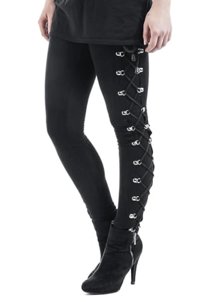 Nihsatin Fishnet Trim Lace Up PU Leather Pants Thin Lightweight Gothic Punk Leggings for Women