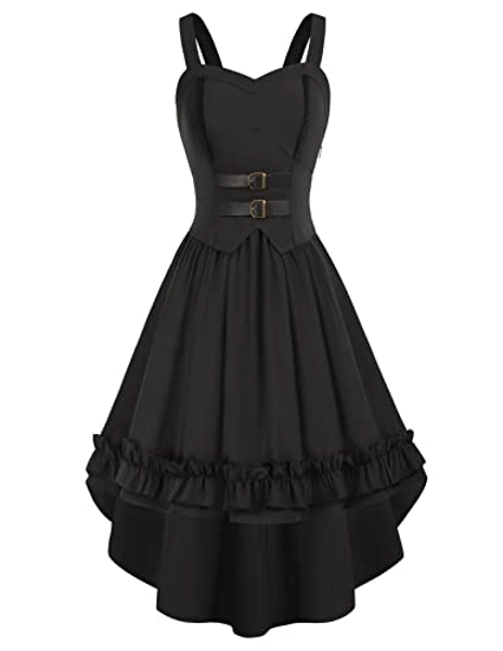Scarlet Darkness Renaissance Dress for Women Hi-Low Hem Gothic Steampunk Dresses