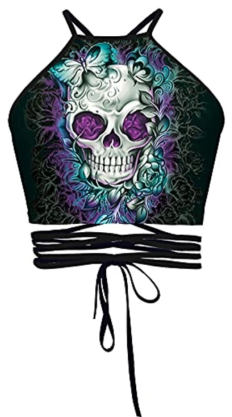 Sister Amy Women's Halter Cross Hollow Boho Bandage Tank Camis Crop Top Vest