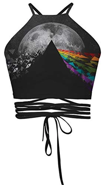 Sister Amy Women's Halter Cross Hollow Boho Bandage Tank Camis Crop Top Vest