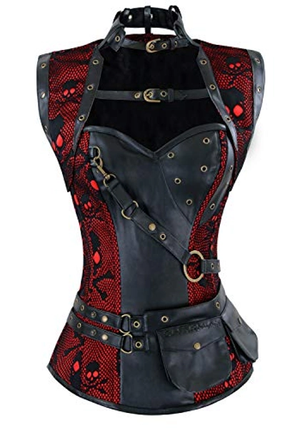 Charmian Women's Steampunk Spiral Steel Boned Vintage Retro Corset Tops Bustier