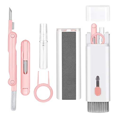 7-in-1 Electronic Cleaner Kit,Keyboard Cleaner,Laptop Cleaner Kit for Monitor, Cell Phone, Bluetooth,Headset, Lego, Airpods, Laptop Camera Lens (Pink) - Pink