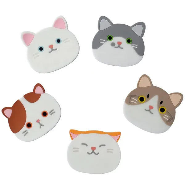 Yunko Qute Cat Cup Mat Silicone Rubber Coaster for Wine, Glass, Tea- Best Housewarming Beverage, Drink, Beer- Home House Kitchen Decor - Wedding Registry Gift Idea