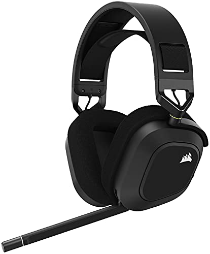 CORSAIR HS80 RGB WIRELESS Multiplatform Gaming Headset - Dolby Atmos - Lightweight Comfort Design - Broadcast Quality Microphone - iCUE Compatible - PC, Mac, PS5, PS4 - Black - Wireless - Black