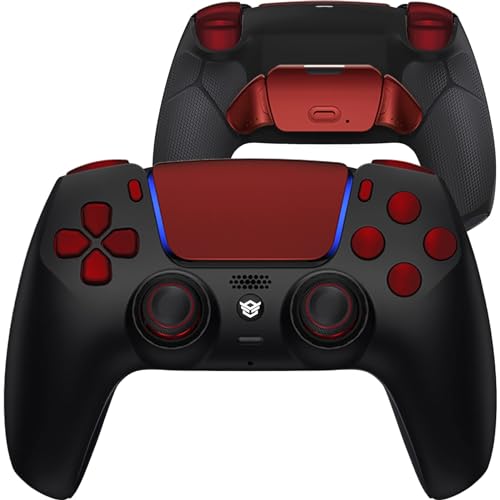 HEXGAMING Rival Controller 2 Mappable Paddles & Interchangeable Thumbsticks & Hair Trigger Compatible with ps5 Controller PC Wireless FPS Esport Gamepad - Black Scarlet Red - Black Scarlet Red