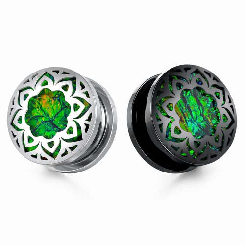 KOOBODY 2PCS Surgical Steel 316L Screw Fit Tunnels Ear Expander Stretching Plugs Gauge 0G-1"(8mm-25mm) - 5/8"-16mm #1 Black