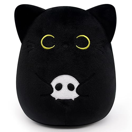 KOPHINYE Black Cat Plush, 6inch Skeleton Black Cat Stuffed Animal Pillow, Kawaii Kitten Cat Stuffed Aniaml Toy for Kids, Boys and Girls, Women, Birthday - Skeletoncat