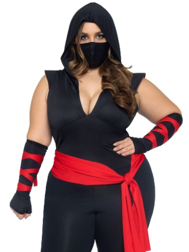 Plus Deadly Ninja Costume - Black/Red / 1X/2X