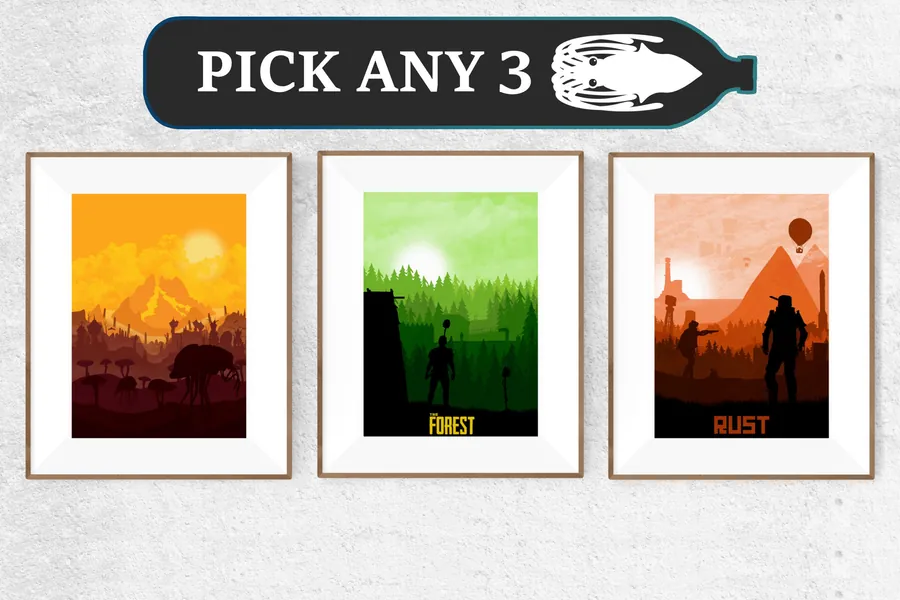 Pick Any 3 Poster Prints, Video Game Poster, Video Game Art, Gaming Gift, Minimalist, For Him, For Her, A4, A3